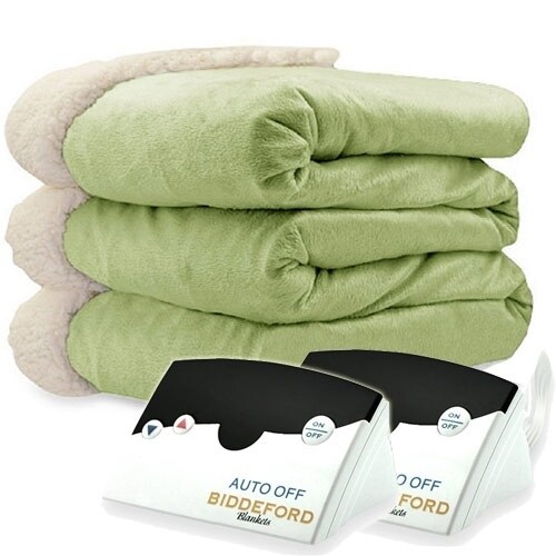 Pure Warmth by Biddeford Micro Mink and Sherpa Heated Blanket King Sage -  Bed Bath u0026 Beyond - 18656930
