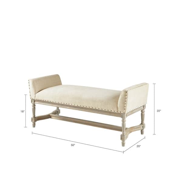Madison Park Wilking Cream Upholstered Accent Bench Overstock 18657949