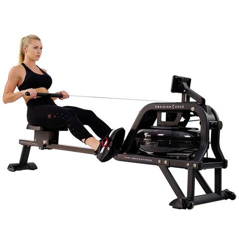 Sunny Health Fitness Obsidian Surge Water Rowing Machine -SF-RW5713