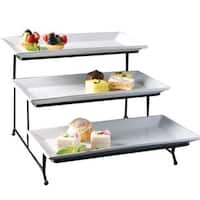 Porcelain 3 Tier Serving Tray - Rectangular Dessert Stand Serving Platter