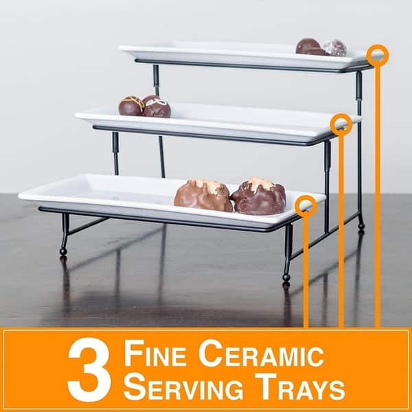 Porcelain 3 Tier Serving Tray Dessert Stand Platter Porcelain 3 Tier Serving Tray