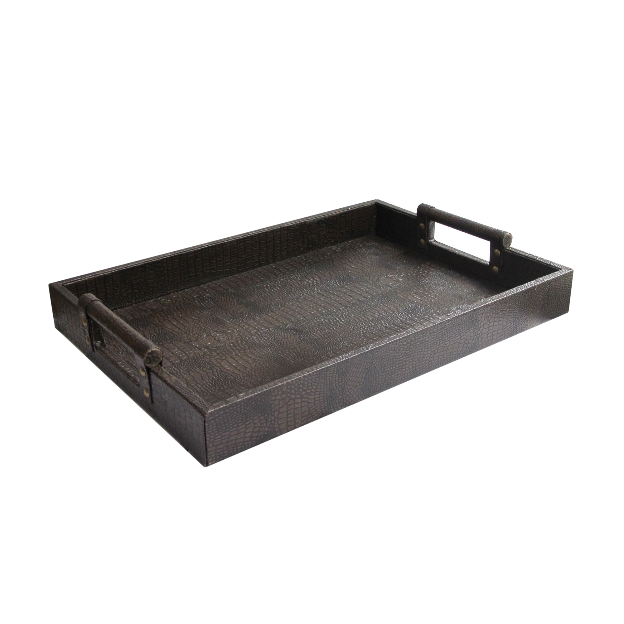 Brown Leather Serving Tray With Handles 18658050 Brown Leather Serving Tray With Handles