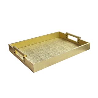 Leather Metallic Serving Tray with Handles