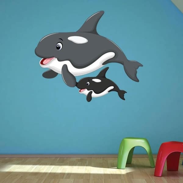 Orca Mama And Baby Wall Decal Overstock 18658426