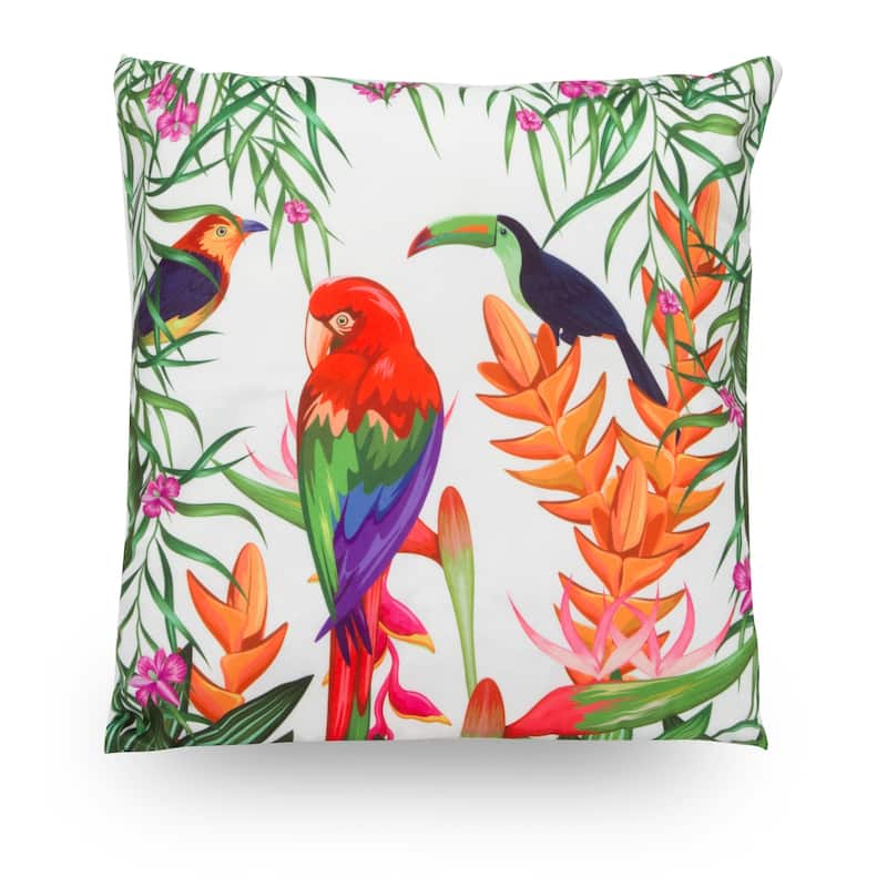 Rainforest Parrot Tucan 18" Microfiber Throw Pillow Cover