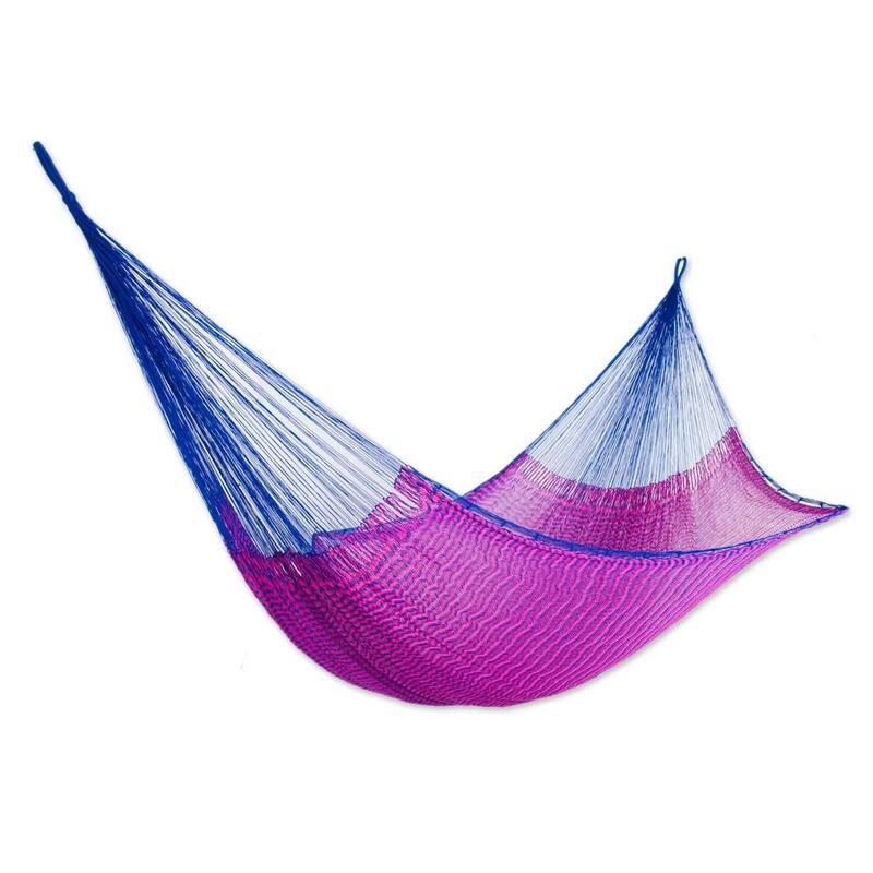 NOVICA Hammock, 'Berry Blossom' - Double (Mexico)