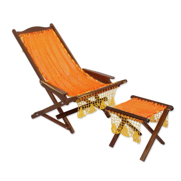 Maya Hammock Deck Chair And Footstool Cancun Sun Mexico