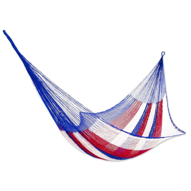 NOVICA Hammock, 'Patriotic' - Single (Mexico) - Multi