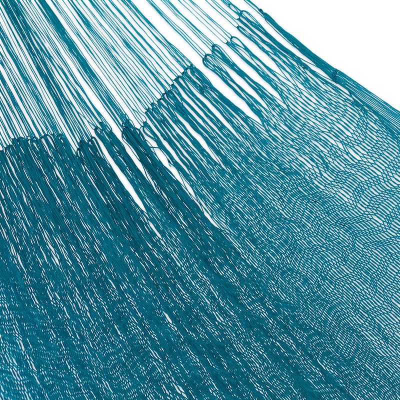 Nylon Rope Hammock, 'Teal Haven' - Single (Mexico)