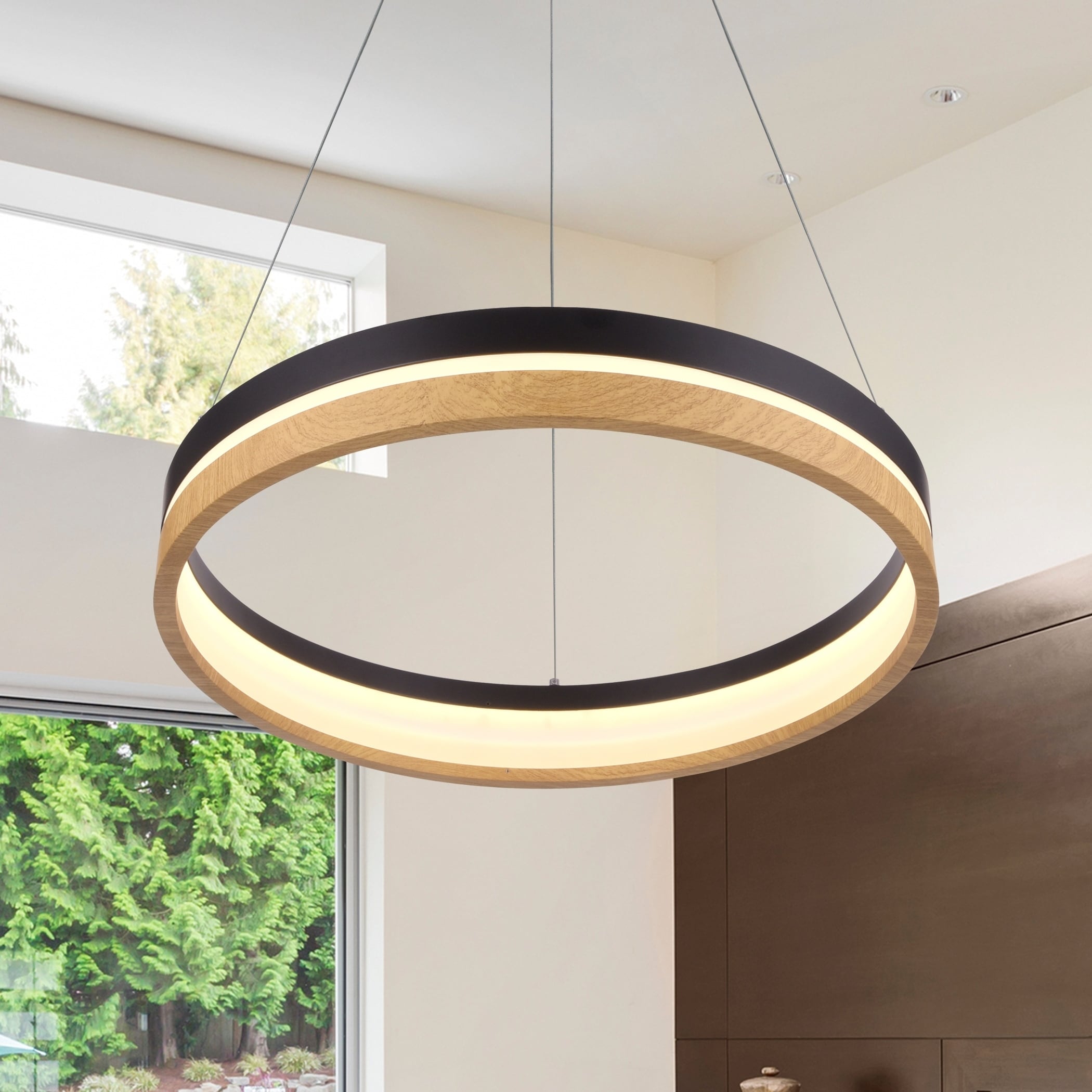 VONN Lighting VSRC3520BL Silva 20" LED Chandelier in Plated Black Wood (Dimmable/Energy Efficient/Sloped Ceiling Adaptable - 1 to 3 - Black - - Chandeliers For Bedrooms by Overstock.com