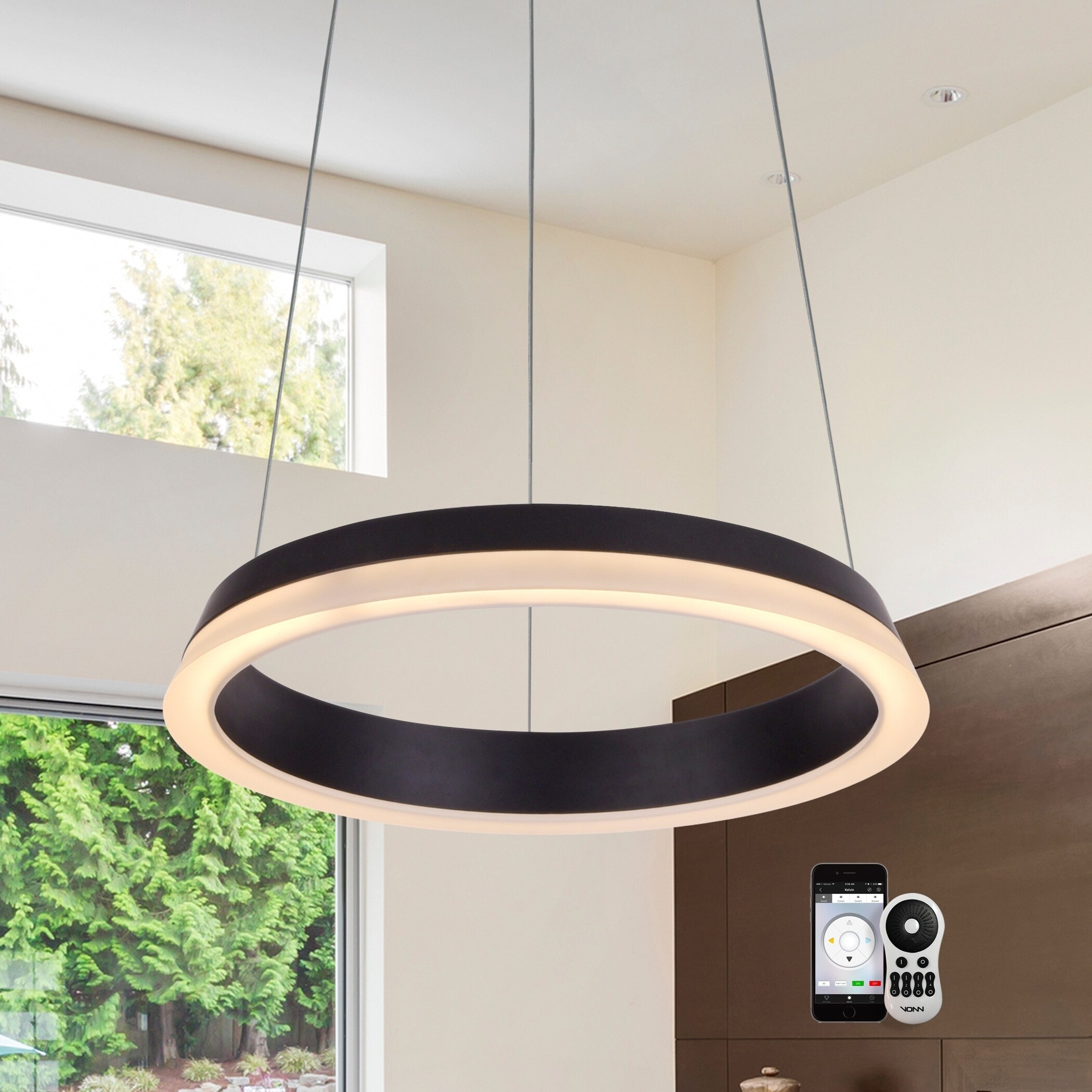 VONN Lighting VHC39800BL Tania 17" WiFi Tunable-White LED Chandelier (Transitional/Modern & Contemporary/Mid-Century Modern - Indoor - - Chandeliers For Bedrooms by Overstock.com