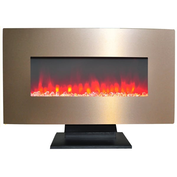 Cambridge 36 In. Metallic Electric Fireplace in Bronze with Multi-Color Crystal Rock Display