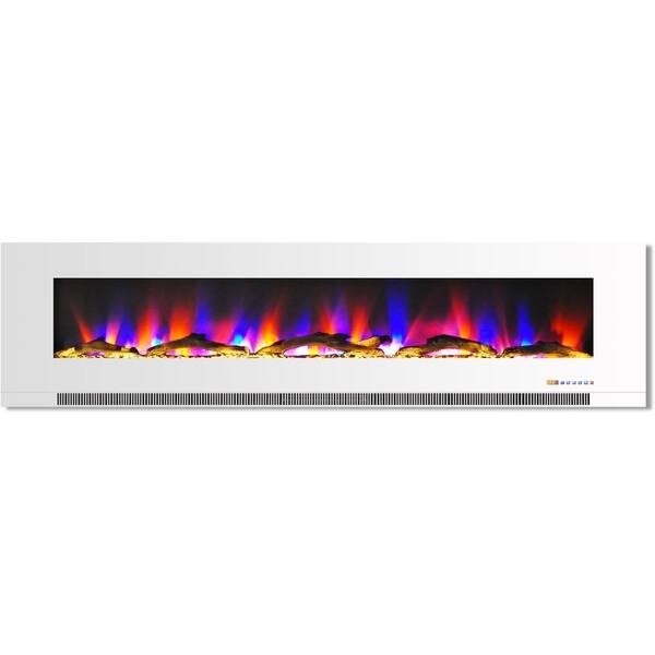 Shop Cambridge 78 In Wall Mount Electric Fireplace In White With