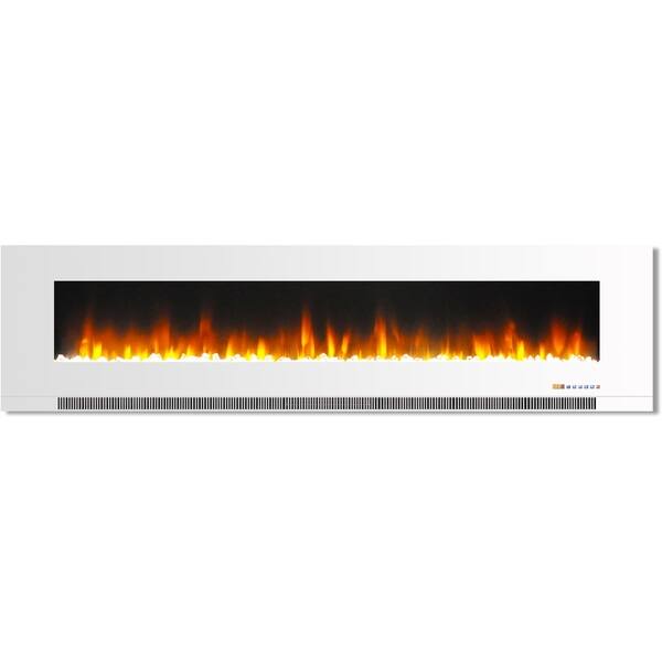 Shop Cambridge 78 In Wall Mount Electric Fireplace In White With
