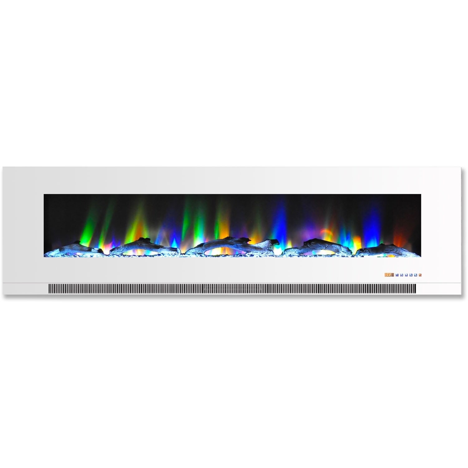Cambridge Cam60wmef 2wht White 60 Inch Wall Mount Electric Fireplace