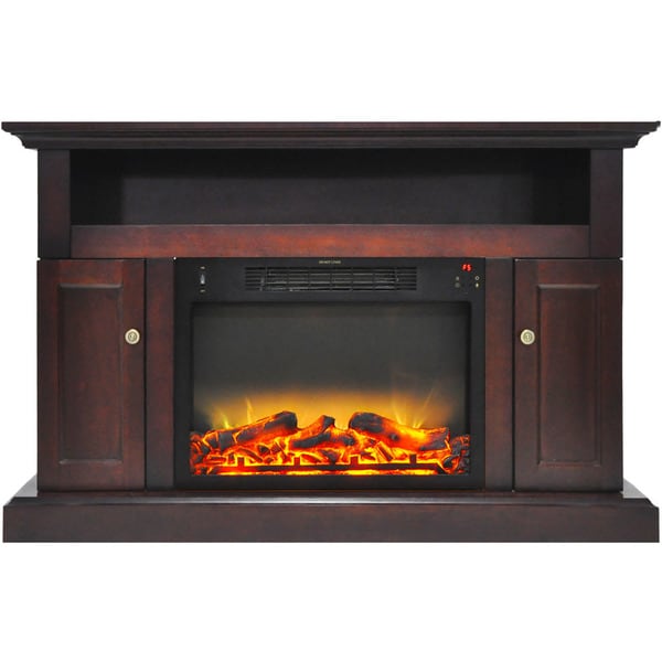 Cambridge CAM5021-2MAHLG2 Sorrento Electric Fireplace with an Enhanced Log Display and 47 In. Entertainment Stand in Mahogany