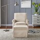 preview thumbnail 2 of 9, Handy Living Taupe-grey Linen Swivel Glider Square-back Armchair and Ottoman