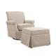 preview thumbnail 3 of 9, Handy Living Taupe-grey Linen Swivel Glider Square-back Armchair and Ottoman