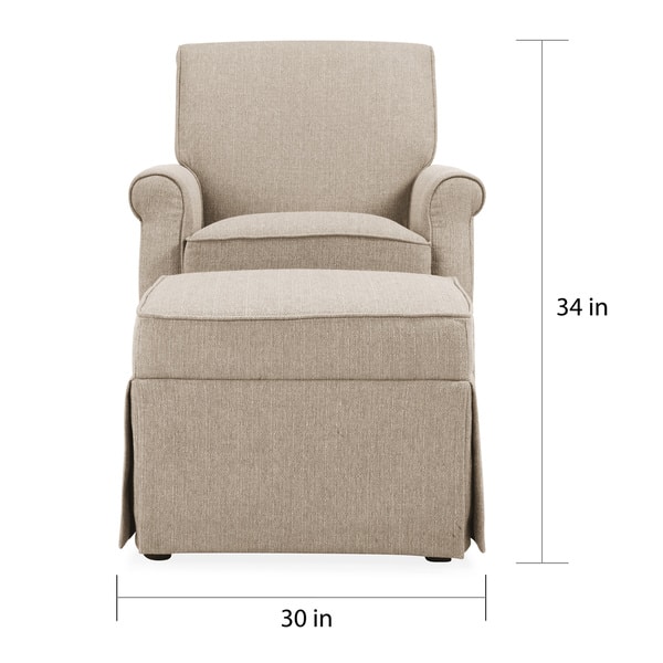 Handy Living Taupe-grey Linen Swivel Glider Square-back Armchair and Ottoman