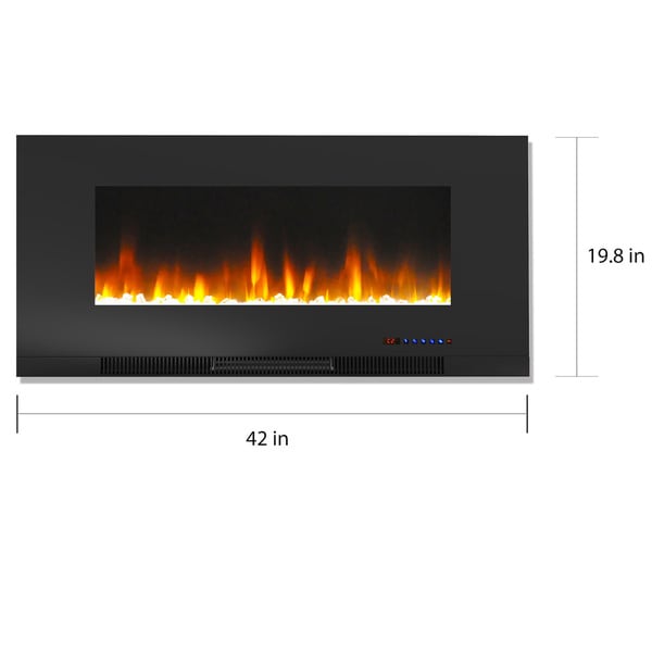 Wall-Mount Electric Fireplace in Black with Multi-Color Flames and Crystal Rock Display Cambridge CAM72WMEF-1BLK 72 In