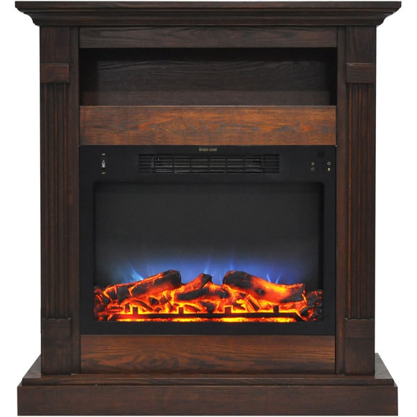 Cambridge CAM3437-1WALLED Sienna 34 In. Electric Fireplace w/ Multi-Color LED Insert and Walnut Mantel