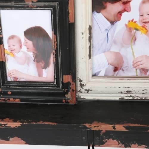 Four Collage Picture Frames with Wood Shelf
