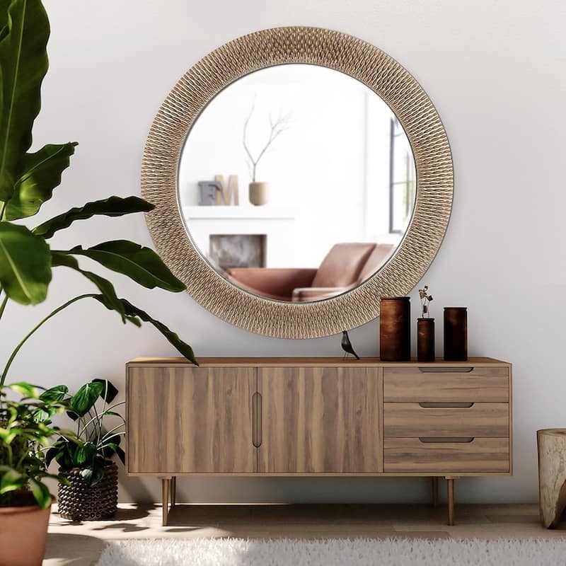Allan Andrews Bergman Champagne Gold Large Round Mirror - 54"