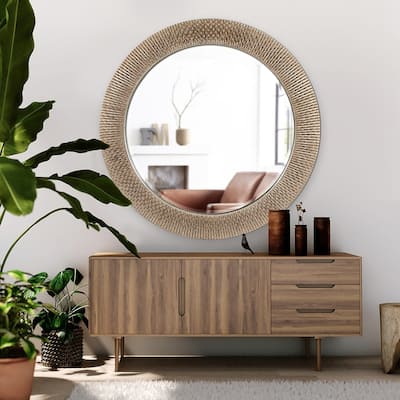Allan Andrews Bergman Champagne Gold Large Round Mirror - 54"