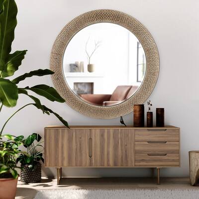 Allan Andrews Bergman Champagne Gold Large Round Mirror - 54"