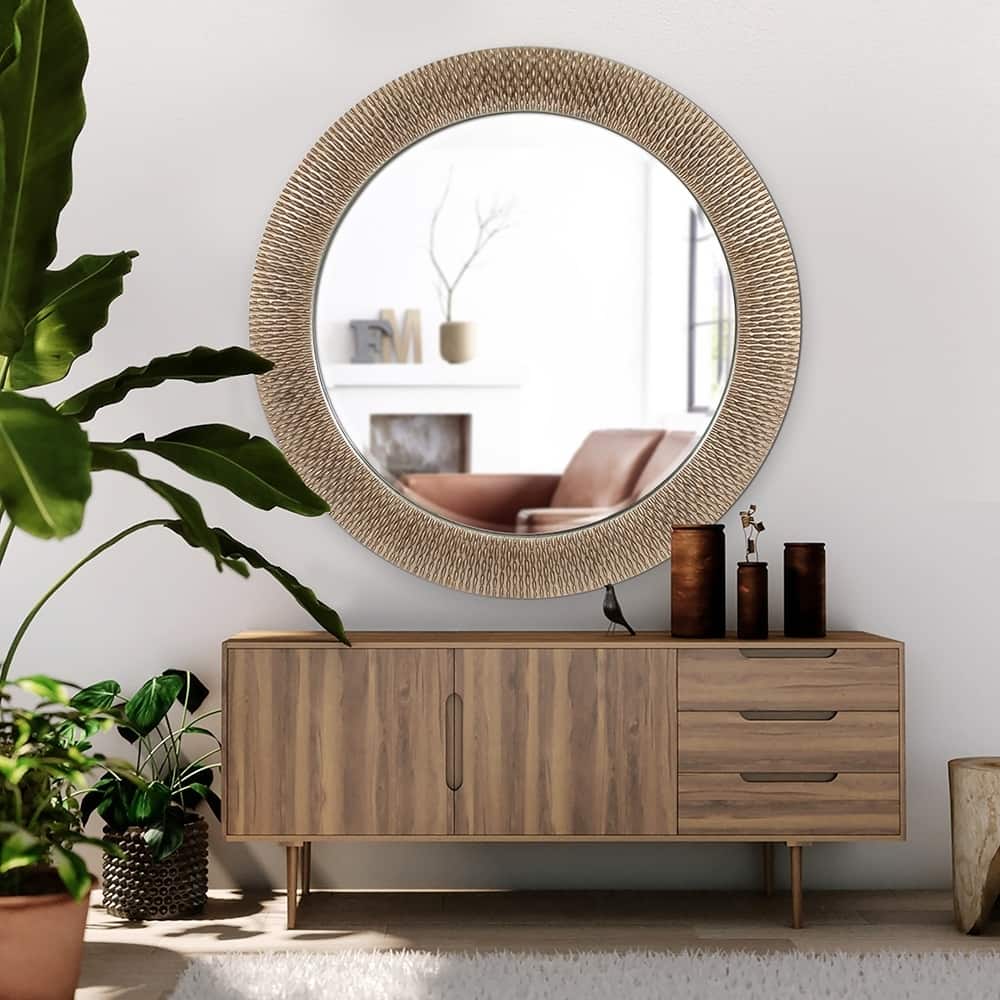 Allan Andrews Bergman Champagne Gold Large Round Mirror - 54"