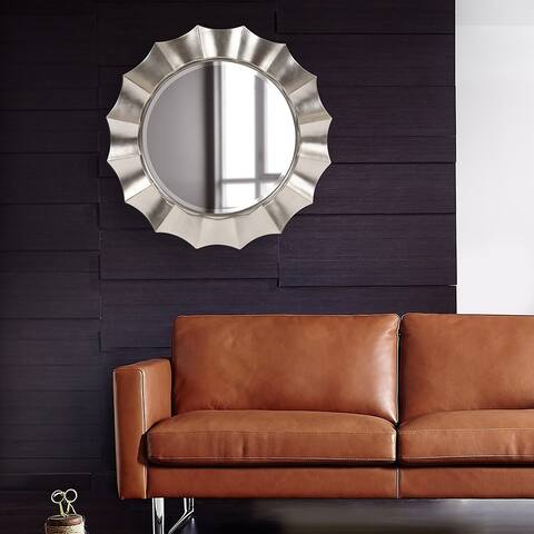 Allan Andrews Corona Silver Round Wall Mirror