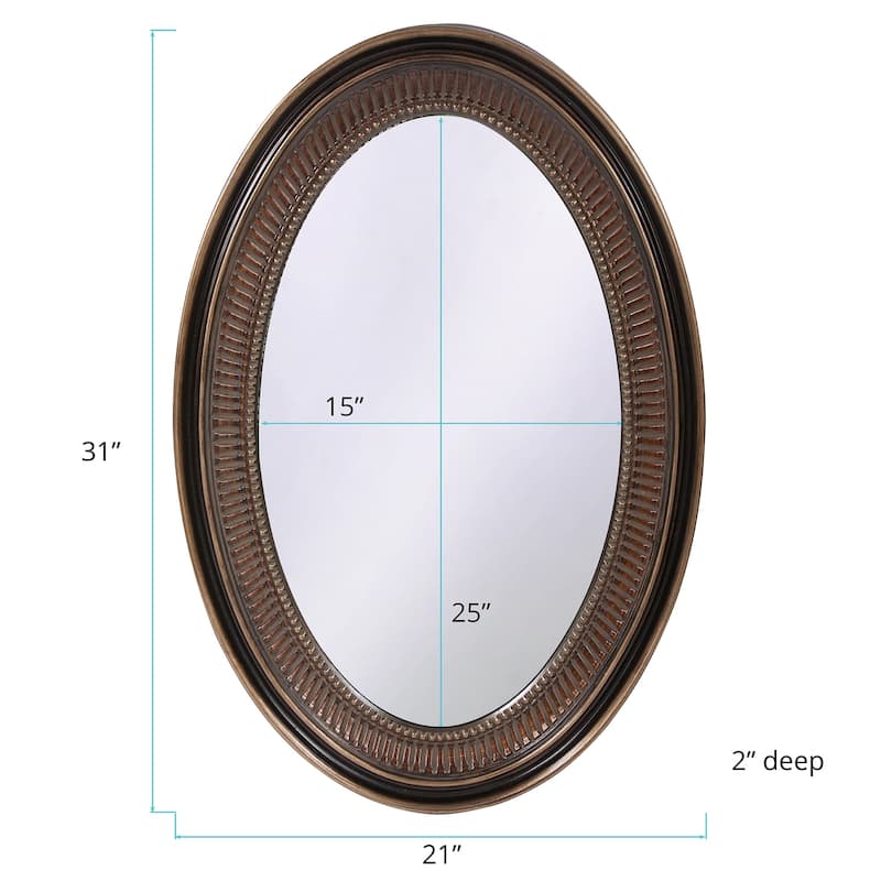 Allan Andrews Bronze Ribbed Oval Framed Wall Mirror