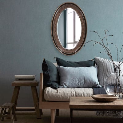 Allan Andrews Bronze Ribbed Oval Framed Wall Mirror