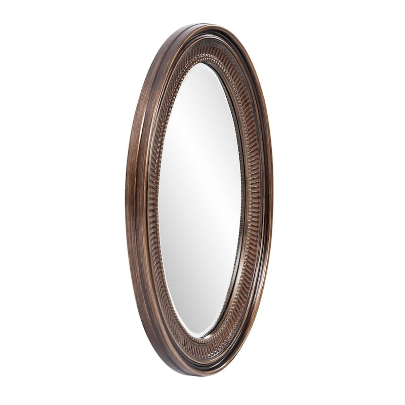 Allan Andrews Bronze Ribbed Oval Framed Wall Mirror
