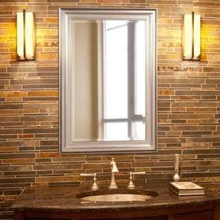 Allan Andrews George Brushed Nickel Beveled Rectangle Wall Mirror