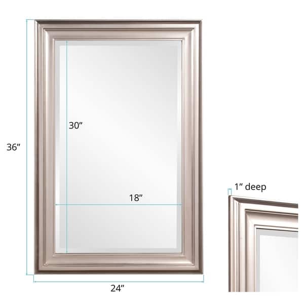 Allan Andrews George Brushed Nickel Beveled Rectangle Wall Mirror