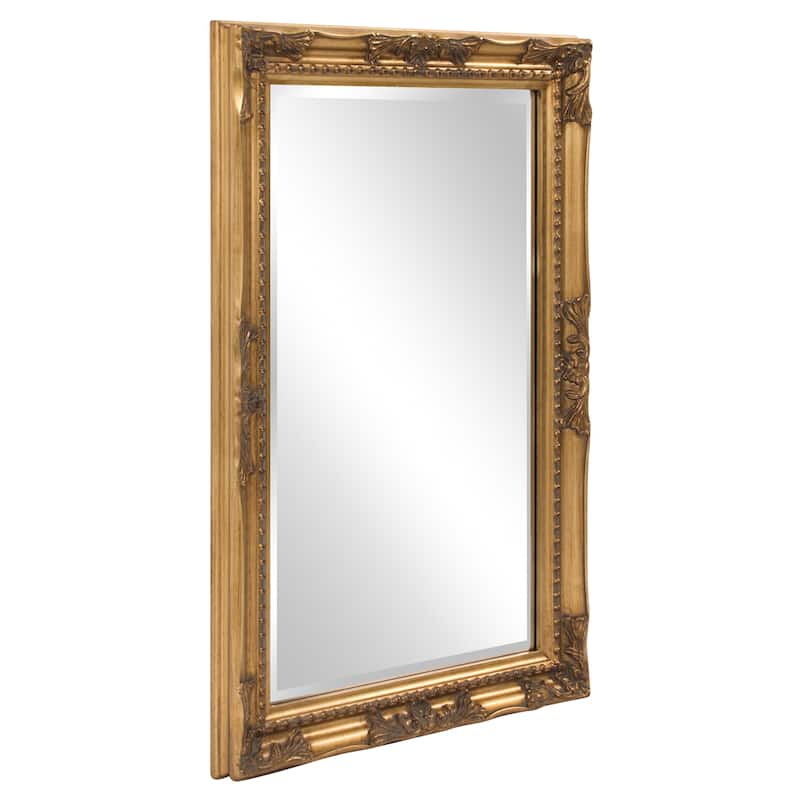 Allan Andrews Gold Rectangular Beaded Texture Wood Framed Wall Mirror - 36"H x 24"W