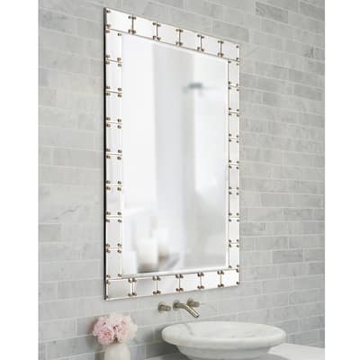 Allan Andrews Glass/Wood Studded Remington Wall Mirror