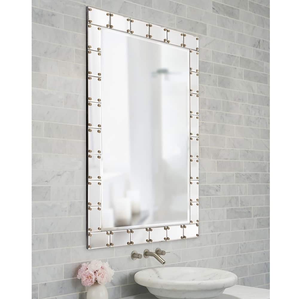 Allan Andrews Glass/Wood Studded Remington Wall Mirror
