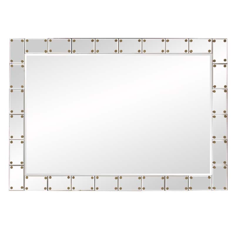 Allan Andrews Glass/Wood Studded Remington Wall Mirror