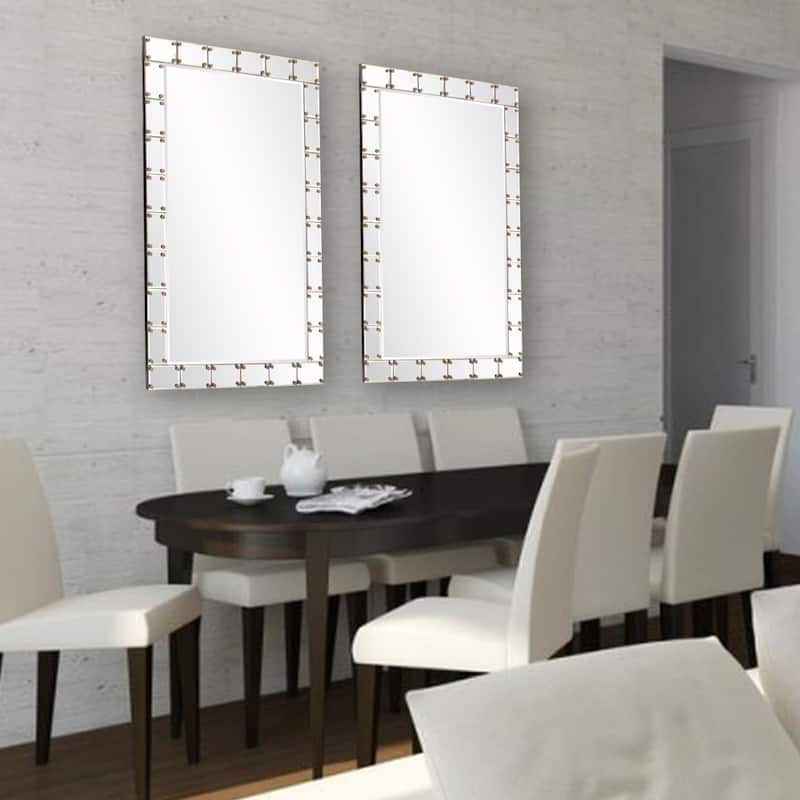 Allan Andrews Glass/Wood Studded Remington Wall Mirror