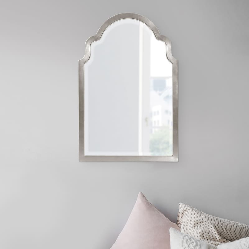 Allan Andrews Bright Silver Arched Wood Framed Wall & Accent Mirror - 24 x 36