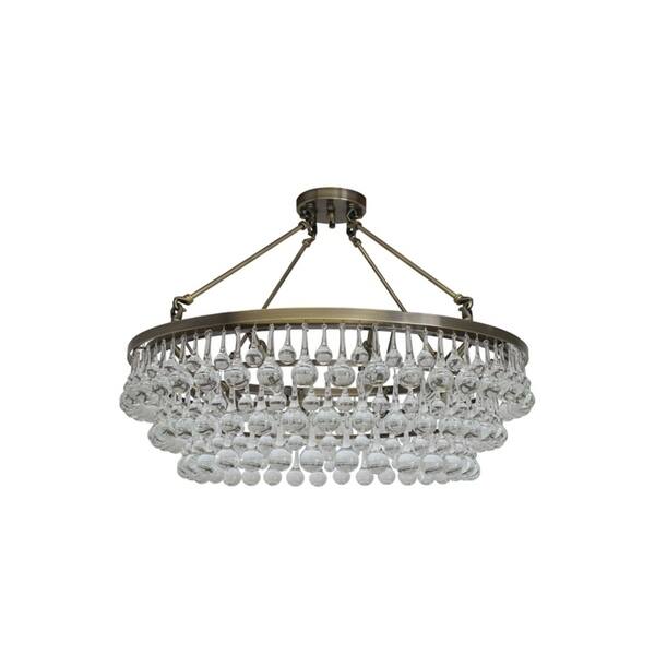 Celeste Flush Mount Glass Drop Crystal Chandelier Antique Brass