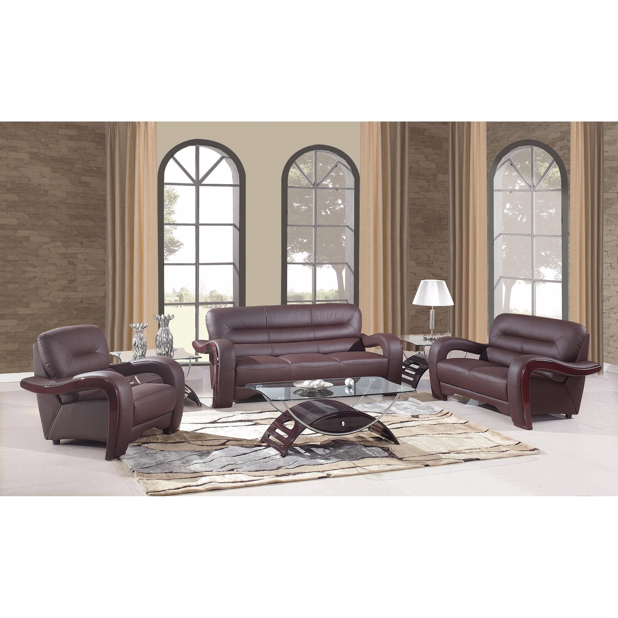 Leather Match Upholstered 3 Piece Living Room Sofa Set On 3 Piece Living Room Sofa Set