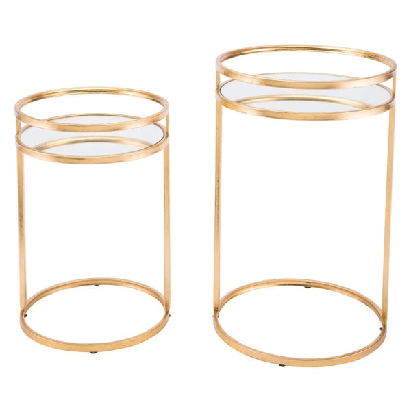 Set Of 2 Nesting Tables Gold