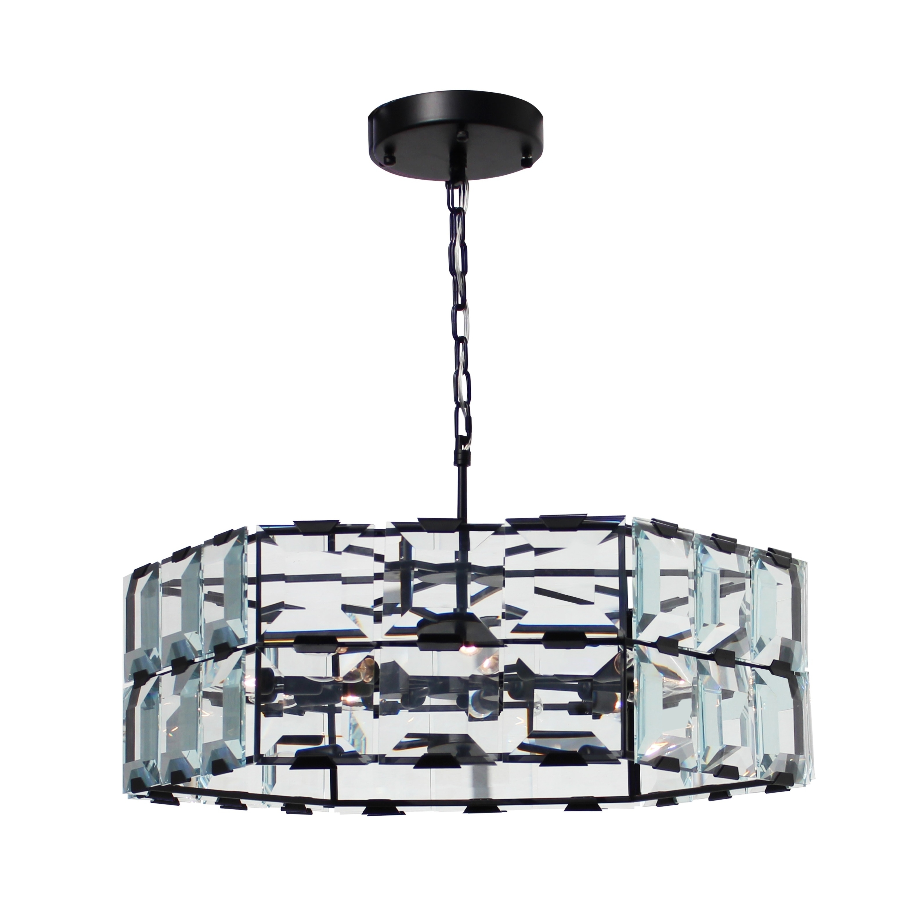 San Francisco Crystal Panel Chandelier Black Finish - Chandeliers For Bedrooms by Overstock.com