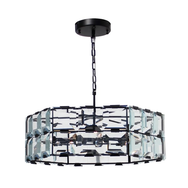 San Francisco Crystal Panel Chandelier Black Finish On San Francisco Crystal Panel Chandelier Black Finish