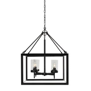 Capri 4-Light Kitchen Foyer Pendant Chandelier (Black - Matte) - Chandeliers For Bedrooms by Overstock.com
