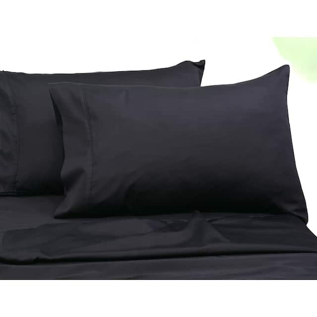 Solid/Printed 300 Thread Count Cotton Sateen Deep Pocket Bed Sheet Set - Twin Xl - Black