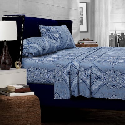 Solid/Printed 300 Thread Count Cotton Sateen Deep Pocket Bed Sheet Set